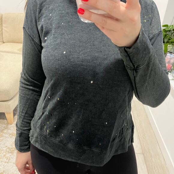 Sundry Gray Acid Wash Print Long Sleeve Top Size 0 / XS - Picture 4 of 5